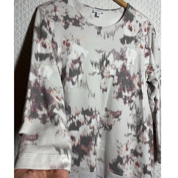 J. Jill Pure Jill Women XL/P Watercolor Long Sleeve Floral Top Pima Cotton - Picture 3 of 8